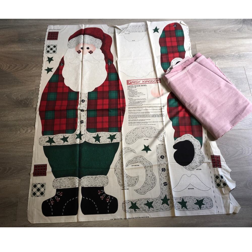 Vtg Daisy Kingdom 3201 Santa Door Panel Fabric Kit 2 Patterns Backing WIP